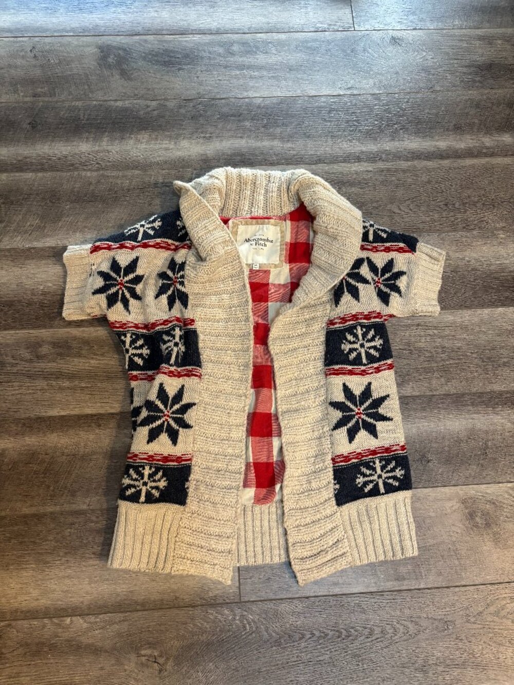 Abercrombie & Fitch Snowflake Cardigan Cream Y2K Preppy